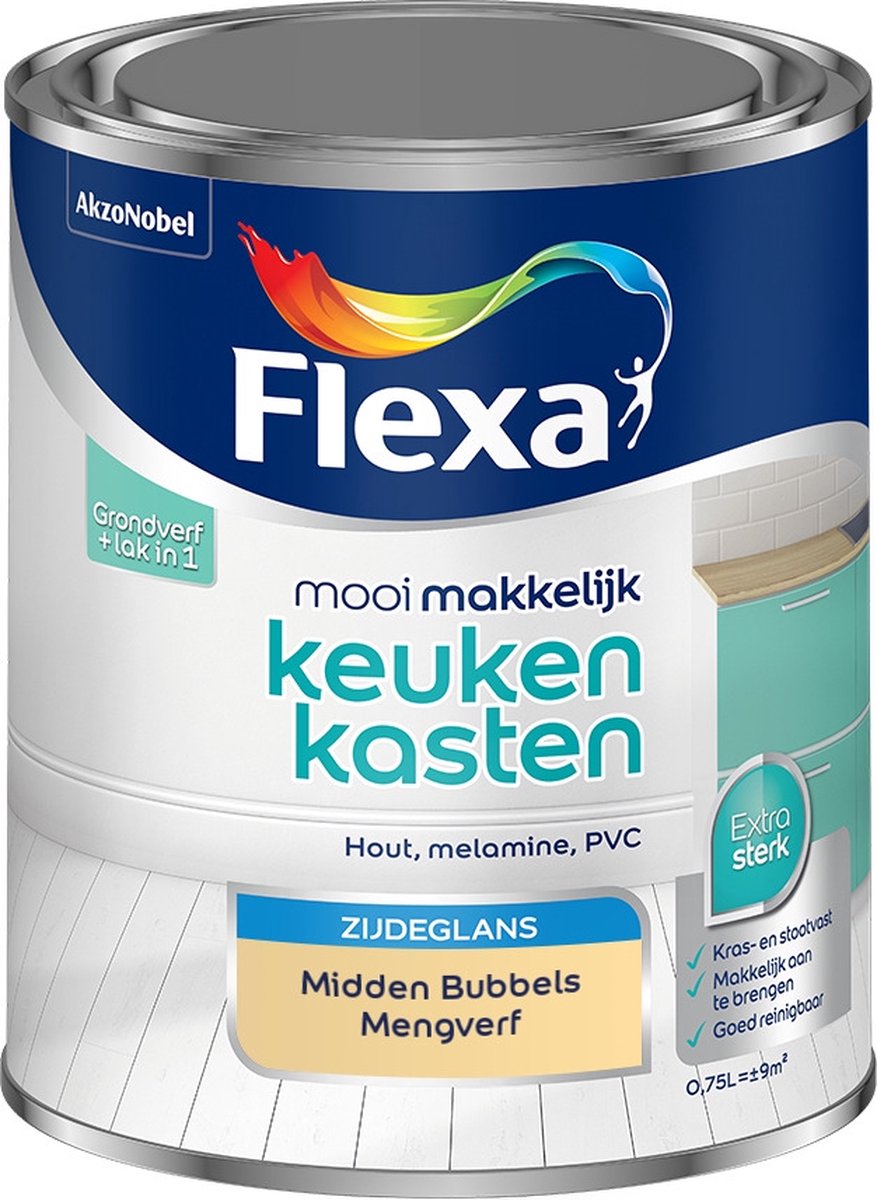 Flexa Mooi Makkelijk Verf - Keukenkasten - Mengkleur - Midden Bubbels - 750 ml