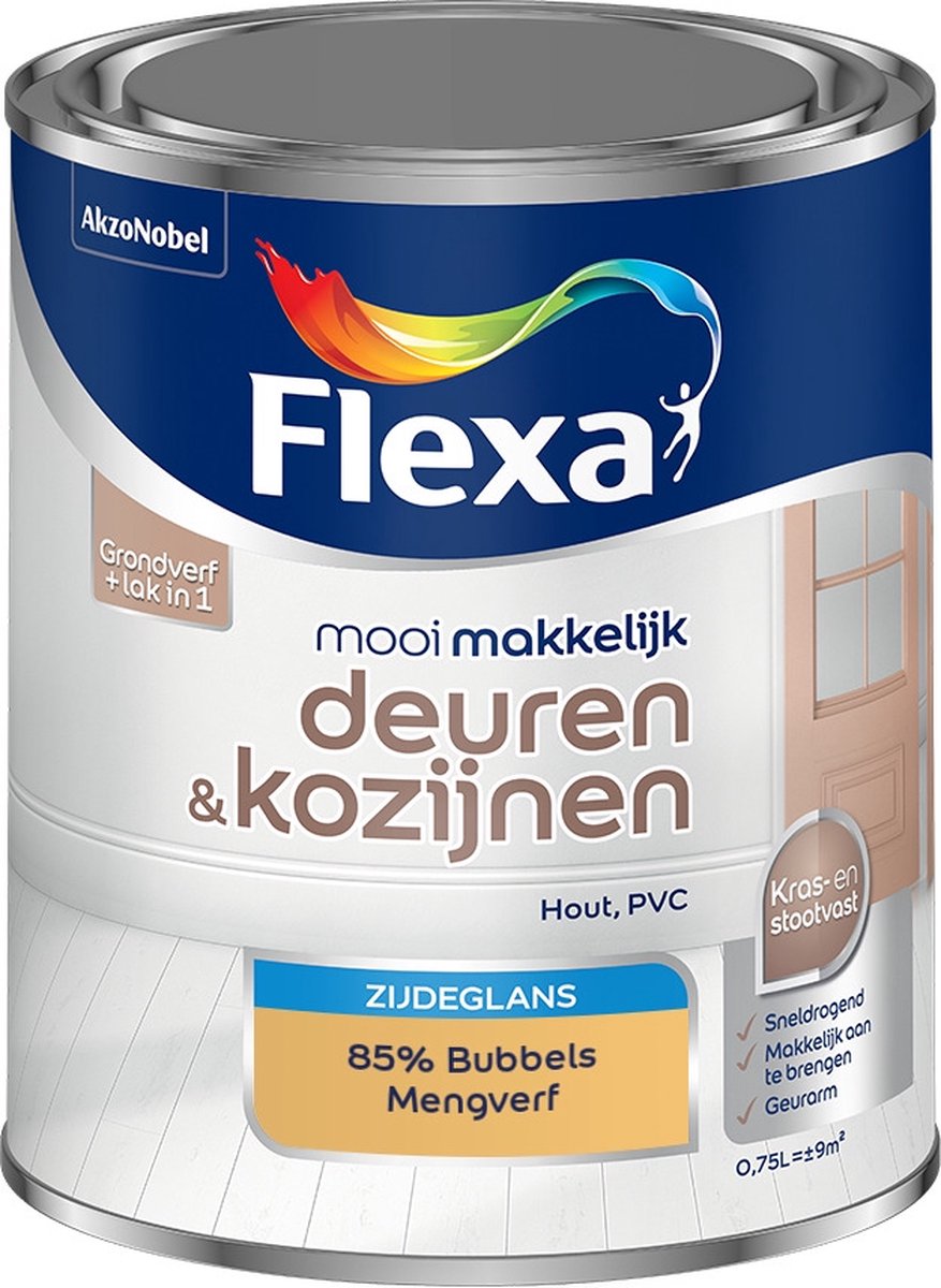 Flexa Mooi Makkelijk Verf - Deuren en Kozijnen - Mengkleur - 85% Bubbels - 750 ml