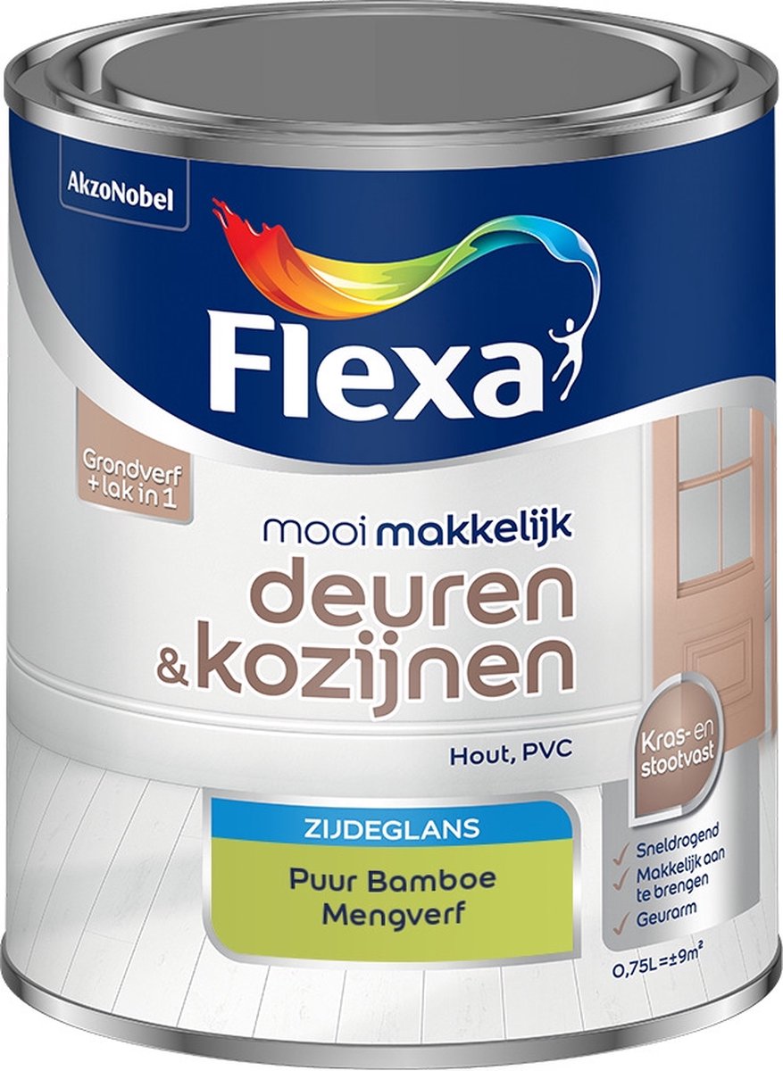 Flexa Mooi Makkelijk Verf - Deuren en Kozijnen - Mengkleur - Puur Bamboe - 750 ml