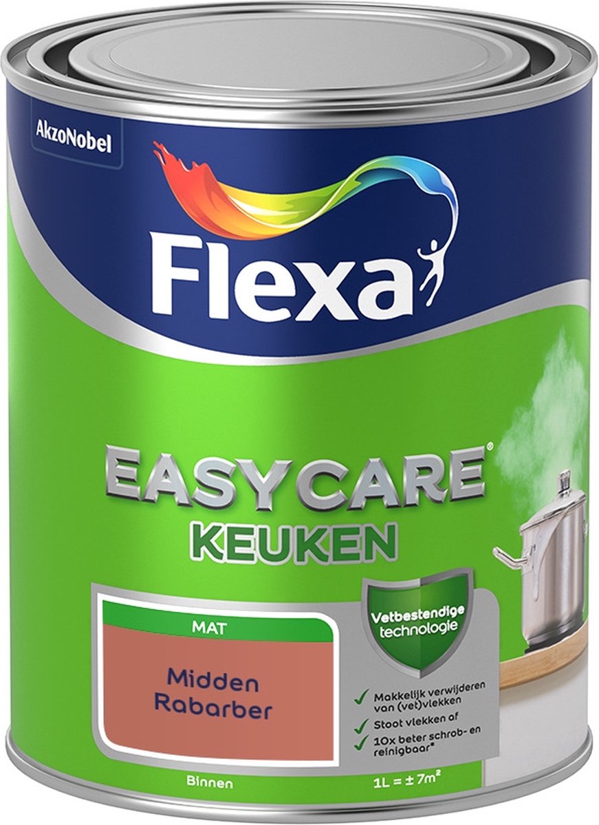 Flexa Easycare Muurverf - Keuken - Mat - Mengkleur - Midden Rabarber - 1 liter