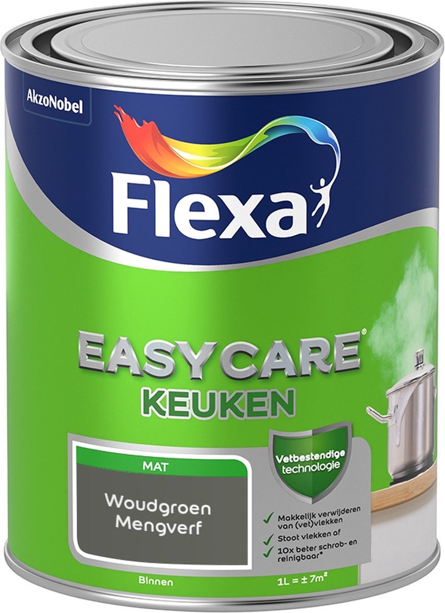Flexa Easycare Muurverf - Keuken - Mat - Mengkleur - Woudgroen - 1 liter
