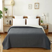 Sprei-Bed Gooi- Lichtgewicht Dekbed-Polyester Gewatteerde-1PC-220*240 cm-Donkergrijs en crème