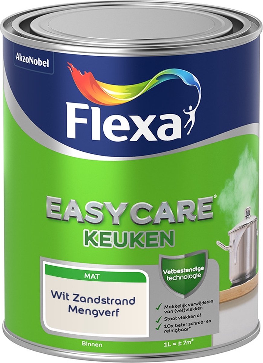 Flexa Easycare Muurverf - Keuken - Mat - Mengkleur - Wit Zandstrand - 1 liter