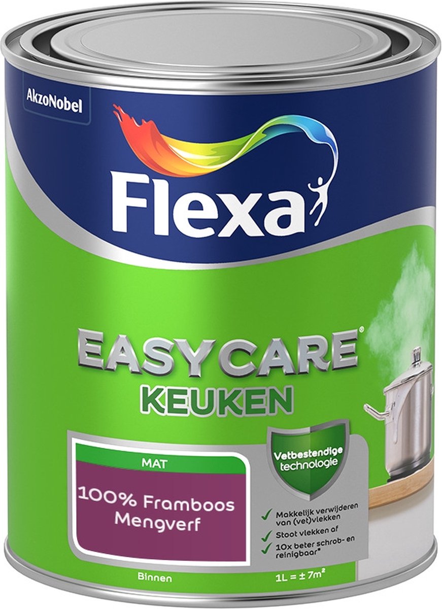 Flexa Easycare Muurverf - Keuken - Mat - Mengkleur - 100% Framboos - 1 liter