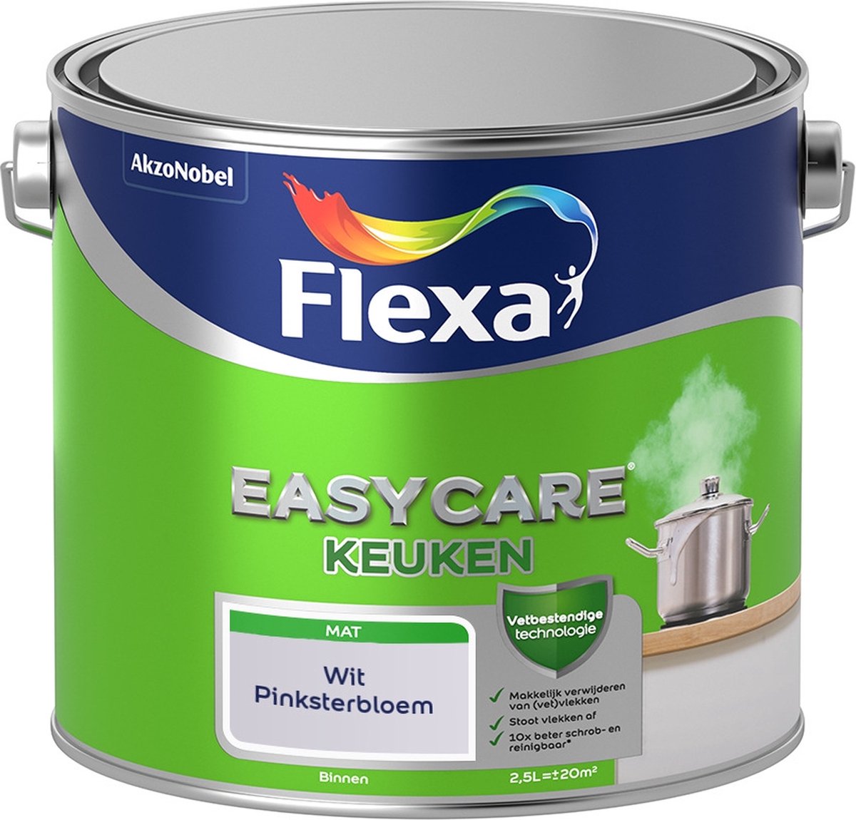 Flexa Easycare Muurverf - Keuken - Mat - Mengkleur - Wit Pinksterbloem - 2,5 liter
