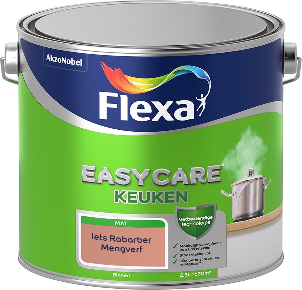 Flexa Easycare Muurverf - Keuken - Mat - Mengkleur - Iets Rabarber - 2,5 liter