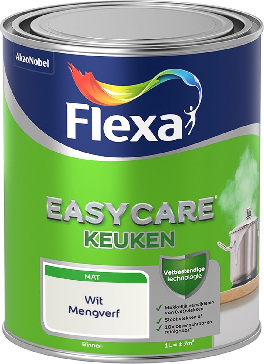 Flexa Easycare Muurverf - Keuken - Mat - Mengkleur - Wit - 1 liter