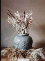 Wanddoek ronde pot met kunstbloemen