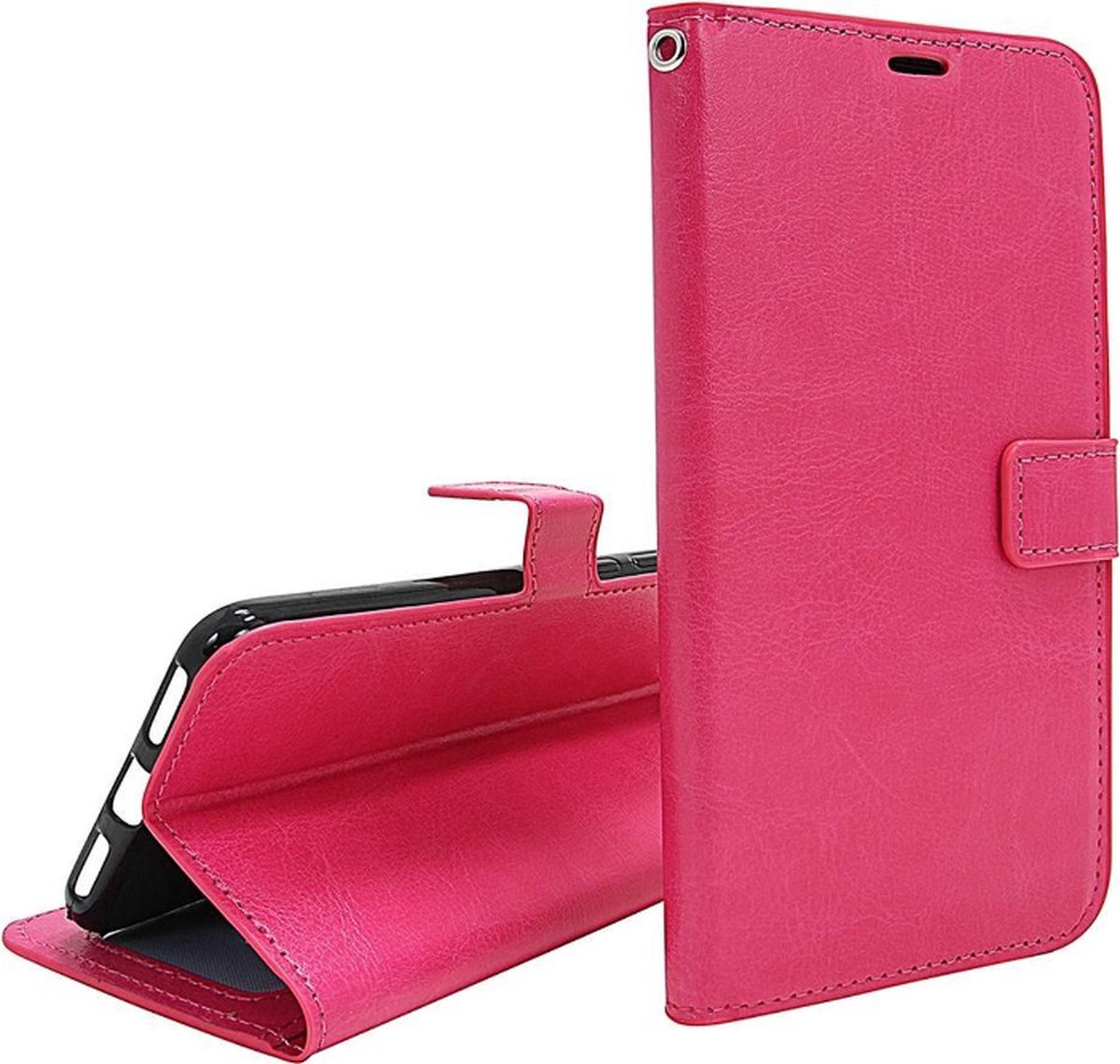 LuxeBass Hoesje geschikt voor Motorola Moto One Hyper hoesje book case roze - telefoonhoes - gsm hoes - telefoonhoesjes