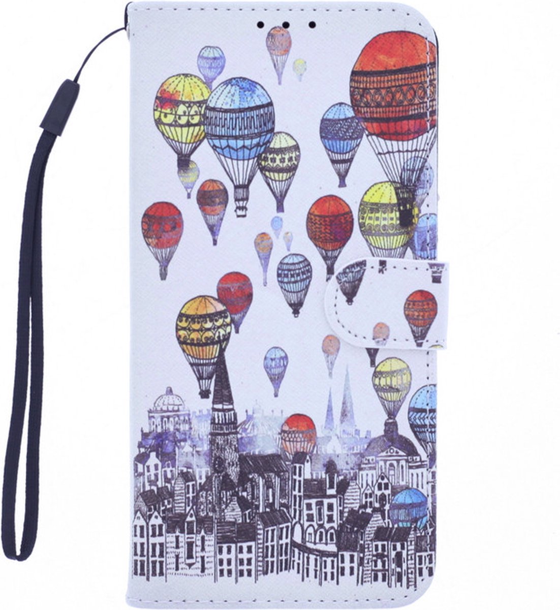 LuxeBass Boekhoesje met print geschikt voor Apple iPhone 12 - Air Balloon - telefoonhoes - gsm hoes - telefoonhoesjes