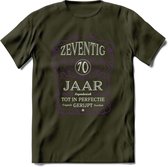 70 Jaar Legendarisch Gerijpt T-Shirt | Paars - Grijs | Grappig Verjaardag en Feest Cadeau Shirt | Dames - Heren - Unisex | Tshirt Kleding Kado | - Leger Groen - XL
