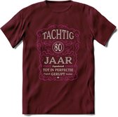 80 Jaar Legendarisch Gerijpt T-Shirt | Roze - Grijs | Grappig Verjaardag en Feest Cadeau Shirt | Dames - Heren - Unisex | Tshirt Kleding Kado | - Burgundy - S