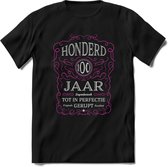 100 Jaar Legendarisch Gerijpt T-Shirt | Roze - Grijs | Grappig Verjaardag en Feest Cadeau Shirt | Dames - Heren - Unisex | Tshirt Kleding Kado | - Zwart - XL