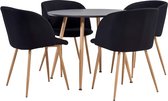 Decoways - 5-delige Eethoek stof zwart