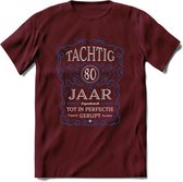 80 Jaar Legendarisch Gerijpt T-Shirt | Blauw - Grijs | Grappig Verjaardag en Feest Cadeau Shirt | Dames - Heren - Unisex | Tshirt Kleding Kado | - Burgundy - M