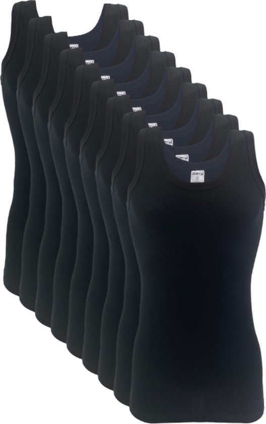 9 stuks SQOTTON onderhemd - 100% katoen - Zwart - Maat XS