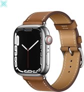MY PROTECT® Leren Armband Voor Apple Watch Series 1/2/3/4/5/6/7/8/SE 38/40/41mm Horloge Bandje Leer - Magnetisch iWatch Leather Bandje Apple Watch - Gesp Sluiting - Bruin