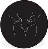 Illustration femme en sous-vêtements sur fond noir cercle mural plaque plastique ⌀ 30 cm - impression photo sur cercle mural / cercle vivant (décoration murale)