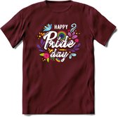 Pride Day | Pride T-Shirt | Grappig LHBTIQ+ / LGBTQ / Gay / Homo / Lesbi Cadeau Shirt | Dames - Heren - Unisex | Tshirt Kleding Kado | - Burgundy - L