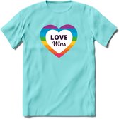 Love Wins | Pride T-Shirt | Grappig LHBTIQ+ / LGBTQ / Gay / Homo / Lesbi Cadeau Shirt | Dames - Heren - Unisex | Tshirt Kleding Kado | - Licht Blauw - M