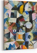 Schilderijen op Canvas - 75 x 100 cm - Composition with the Yellow Half-Moon and the Y - Abstract - Paul Klee - Wanddecoratie - Muurdecoratie - Slaapkamer - Woonkamer