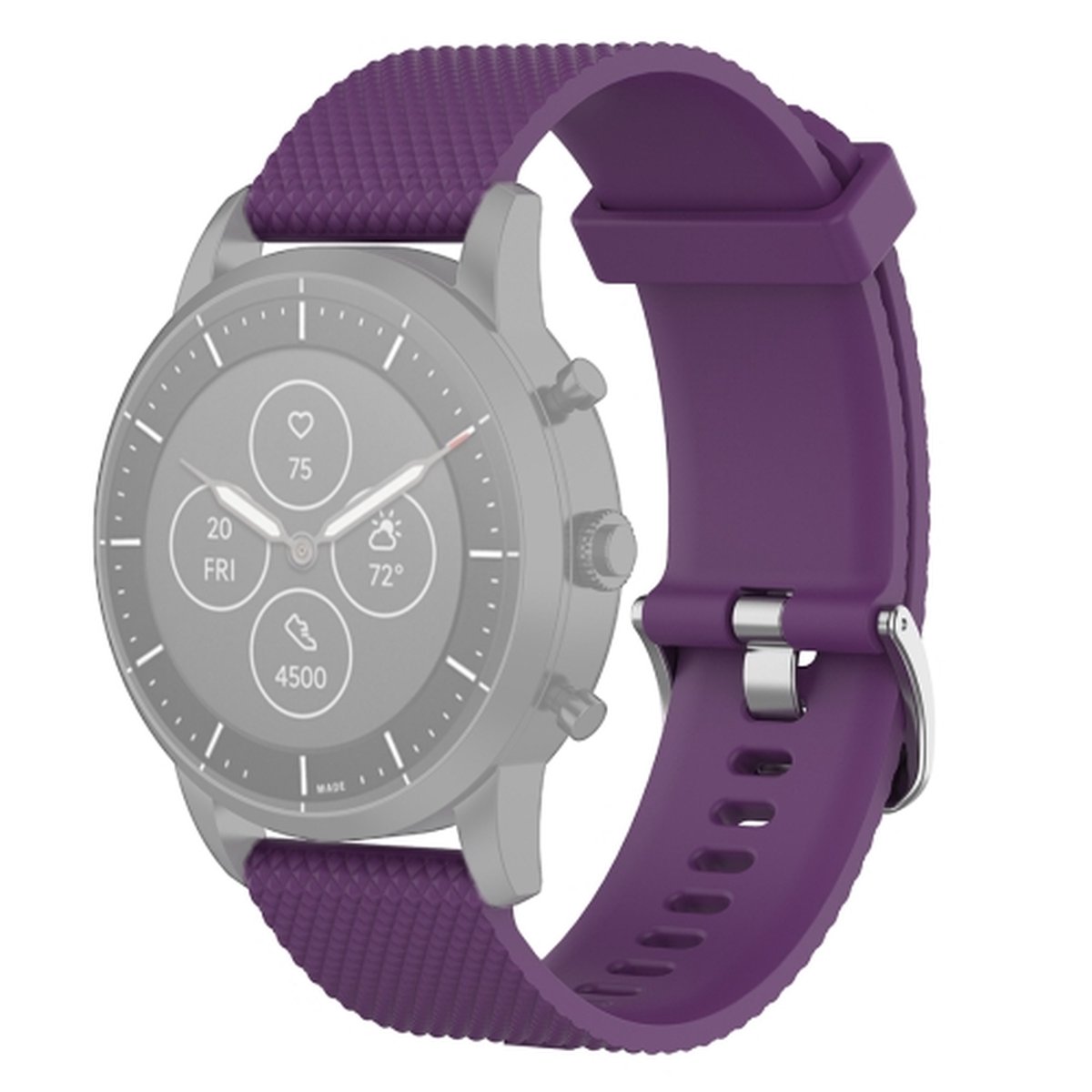 22 mm textuur siliconen polsband horlogeband voor Fossil Hybrid Smartwatch HR, mannelijke Gen 4 Explorist HR, mannelijke sport (donkerpaars)