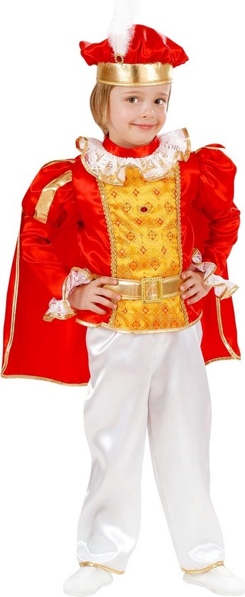 Widmann - Koning Prins & Adel Kostuum - Prins Vorstendom Van Monaco - Jongen - Rood, Geel, Wit / Beige - Maat 98 - Carnavalskleding - Verkleedkleding