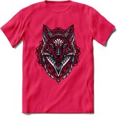 Vos - Dieren Mandala T-Shirt | Lichtblauw | Grappig Verjaardag Zentangle Dierenkop Cadeau Shirt | Dames - Heren - Unisex | Wildlife Tshirt Kleding Kado | - Roze - XL
