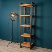 Boekenkast Lucas met 5 planken 55x40x200 cm mangohout en metaal