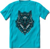 Vos - Dieren Mandala T-Shirt | Grijs | Grappig Verjaardag Zentangle Dierenkop Cadeau Shirt | Dames - Heren - Unisex | Wildlife Tshirt Kleding Kado | - Blauw - S