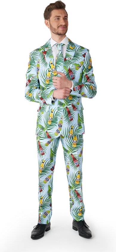 Suitmeister Tropical Beers - Zomers Tropische Outfit Heren Pak - Carnaval En Halloween Kostuum - Blue - Maat XL
