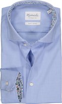 Michaelis slim fit overhemd - mouwlengte 7 - Oxford - lichtblauw (contrast) - Strijkvrij - Boordmaat: 42
