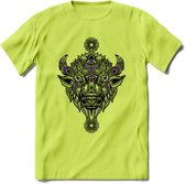 Bizon - Dieren Mandala T-Shirt | Paars | Grappig Verjaardag Zentangle Dierenkop Cadeau Shirt | Dames - Heren - Unisex | Wildlife Tshirt Kleding Kado | - Groen - XL