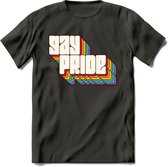 Gay Pride T-Shirt | Grappig LHBTIQ+ / LGBTQ / Gay / Homo / Lesbi Cadeau Shirt | Dames - Heren - Unisex | Tshirt Kleding Kado | - Donker Grijs - S