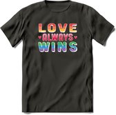 Love Wins | Pride T-Shirt | Grappig LHBTIQ+ / LGBTQ / Gay / Homo / Lesbi Cadeau Shirt | Dames - Heren - Unisex | Tshirt Kleding Kado | - Donker Grijs - 3XL