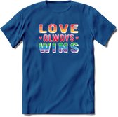 Love Wins | Pride T-Shirt | Grappig LHBTIQ+ / LGBTQ / Gay / Homo / Lesbi Cadeau Shirt | Dames - Heren - Unisex | Tshirt Kleding Kado | - Donker Blauw - M