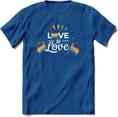 Love Is Love | Pride T-Shirt | Grappig LHBTIQ+ / LGBTQ / Gay / Homo / Lesbi Cadeau Shirt | Dames - Heren - Unisex | Tshirt Kleding Kado | - Donker Blauw - M