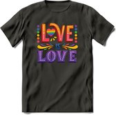 Love Is Love | Pride T-Shirt | Grappig LHBTIQ+ / LGBTQ / Gay / Homo / Lesbi Cadeau Shirt | Dames - Heren - Unisex | Tshirt Kleding Kado | - Donker Grijs - L