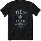 10 Jaar Legendarisch Gerijpt T-Shirt | Blauw - Grijs | Grappig Verjaardag en Feest Cadeau Shirt | Dames - Heren - Unisex | Tshirt Kleding Kado | - Zwart - L