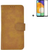 Samsung Galaxy A13 5G Hoesje - Bookcase - Samsung Galaxy A13 5G Screenprotector - Samsung A13 5G Hoes Wallet Book Case Bruin + Full Screenprotector