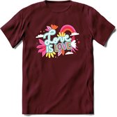 Love is Love | Pride T-Shirt | Grappig LHBTIQ+ / LGBTQ / Gay / Homo / Lesbi Cadeau Shirt | Dames - Heren - Unisex | Tshirt Kleding Kado | - Burgundy - XXL