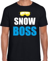 Apres ski t-shirt Snow Boss / sneeuw baas zwart  heren - Wintersport shirt - Foute apres ski outfit/ kleding/ verkleedkleding 2XL