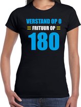 Verstand op 0 Frituur op 180 fun t-shirt - zwart - dames - Feest outfit / kleding / shirt M