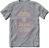 50 Jaar Legendarisch Gerijpt T-Shirt | Oud Roze - Ivoor | Grappig Verjaardag en Feest Cadeau Shirt | Dames - Heren - Unisex | Tshirt Kleding Kado | - Donker Grijs - Gemaleerd - XL