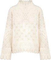Openwork turtleneck sweater cream