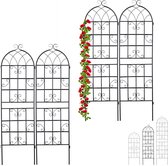 Relaxdays 4x klimplantenrek - metaal - plantensteun - plantenrek - 180 x 50 cm - zwart