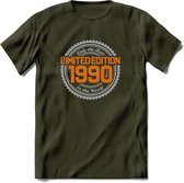 1990 Limited Edition Ring T-Shirt | Zilver - Goud | Grappig Verjaardag en Feest Cadeau Shirt | Dames - Heren - Unisex | Tshirt Kleding Kado | - Leger Groen - L