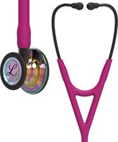 Littmann Cardiology IV Stethoscoop borststuk met hoogglanzende regenboogkleurige afwerking, frambooskleurige slang, rookkleurige steel en rookkleurige headset, 69 cm, 6241
