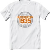 1935 Limited Edition Ring T-Shirt | Zilver - Goud | Grappig Verjaardag en Feest Cadeau Shirt | Dames - Heren - Unisex | Tshirt Kleding Kado | - Wit - XXL