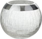 J-Line Kaarshouder Bol Craquele Glas Transparant/Zilver Medium